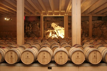The barrel cellar dug into the limestone rock