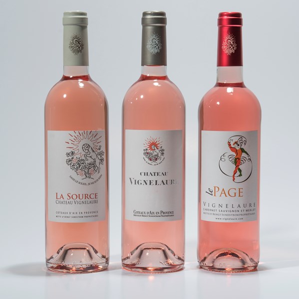 The three rosé cuvées: La Source, Château and Le Page